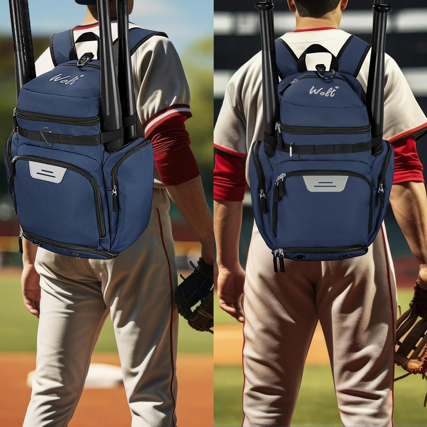 WOLT Baseball Bag Backpack for Youth and Adults-Softball Bag with Separate Helmet Compartment and Shoes Pocket,Multifunctional Sport Backpack for Baseball, Volleyball,Basketball, Soccer - Image 6