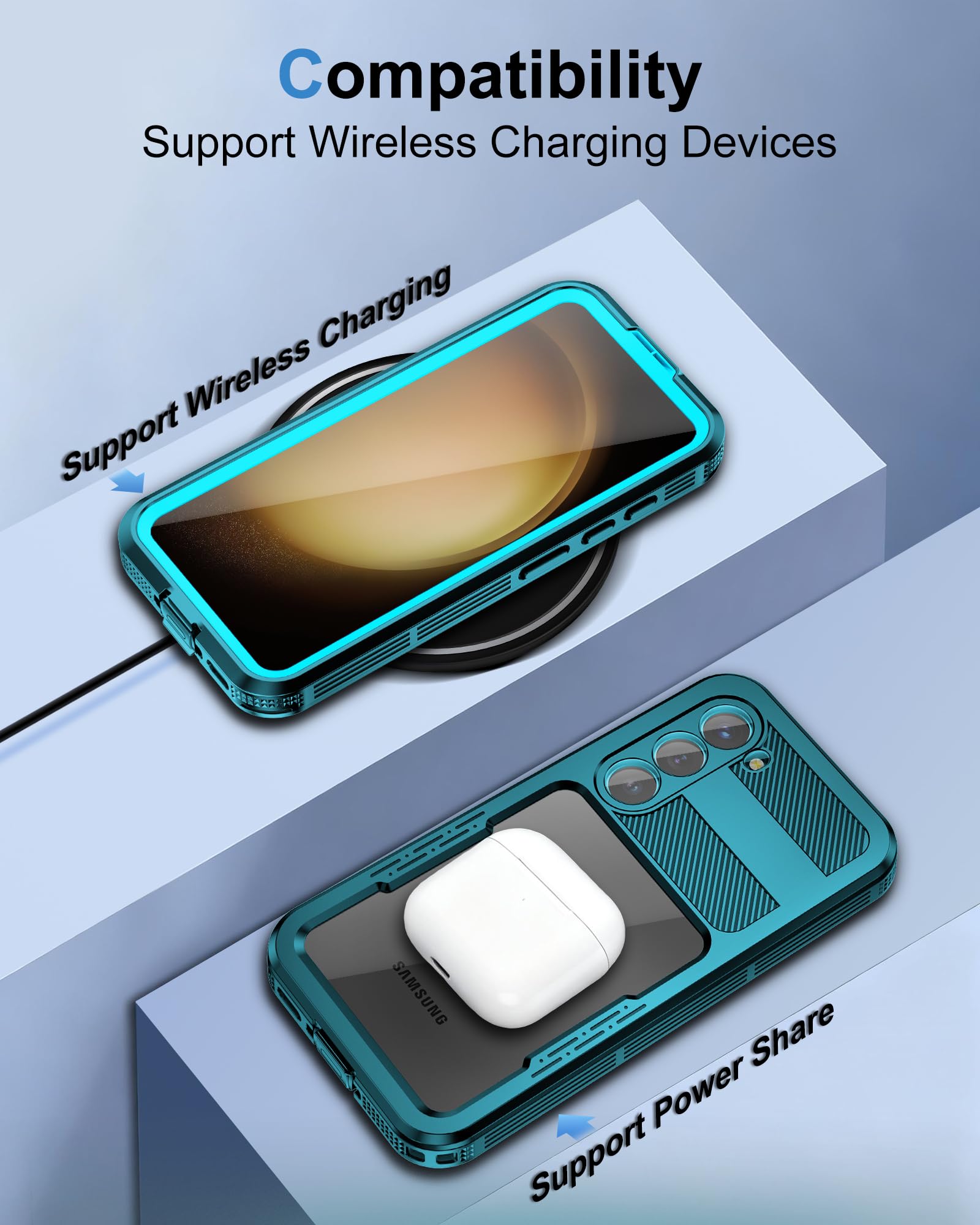Custodia impermeabile per Samsung Galaxy S23, impermeabile IP68, pellicola protettiva integrata per lo schermo, magnetica, resistente, di grado militare, robusta custodia per telefono per S 23