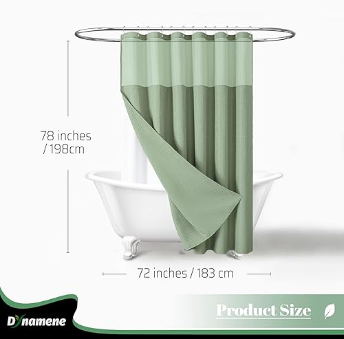 Vista 372 de Dynamene Cortina de ducha larga de tela negra – Cortinas de ducha de tela alta y resistente con textura de gofre, juego de cortina de baño de lujo