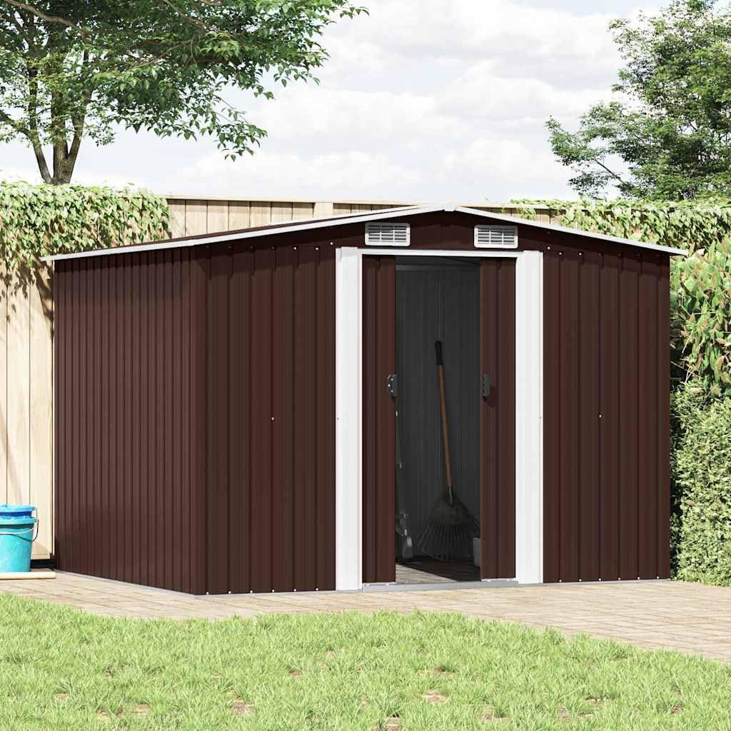 Rangement de jardin Abri de rangement en métal Acier Marron 257x205x178 cm