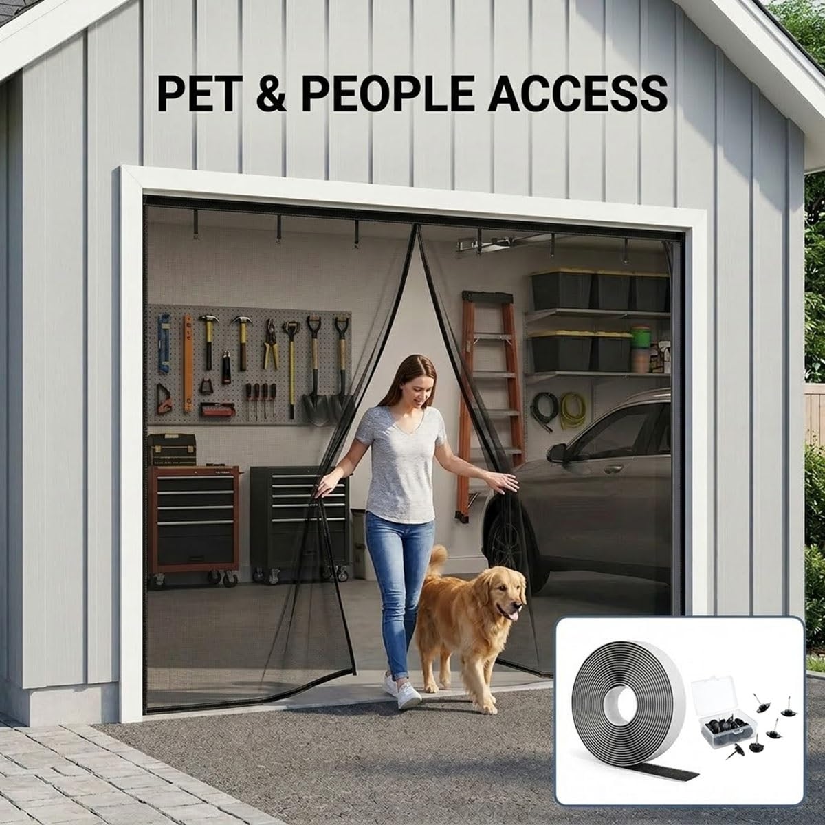 Rideau Moustiquaire Magnétique pour Garage, sans Perçage | Moustiquaire Aimantée Porte Fenêtre en Fibre de Verre, Moustiquaire Chat avec Fermeture Automatique(Blanc,488x274cm)