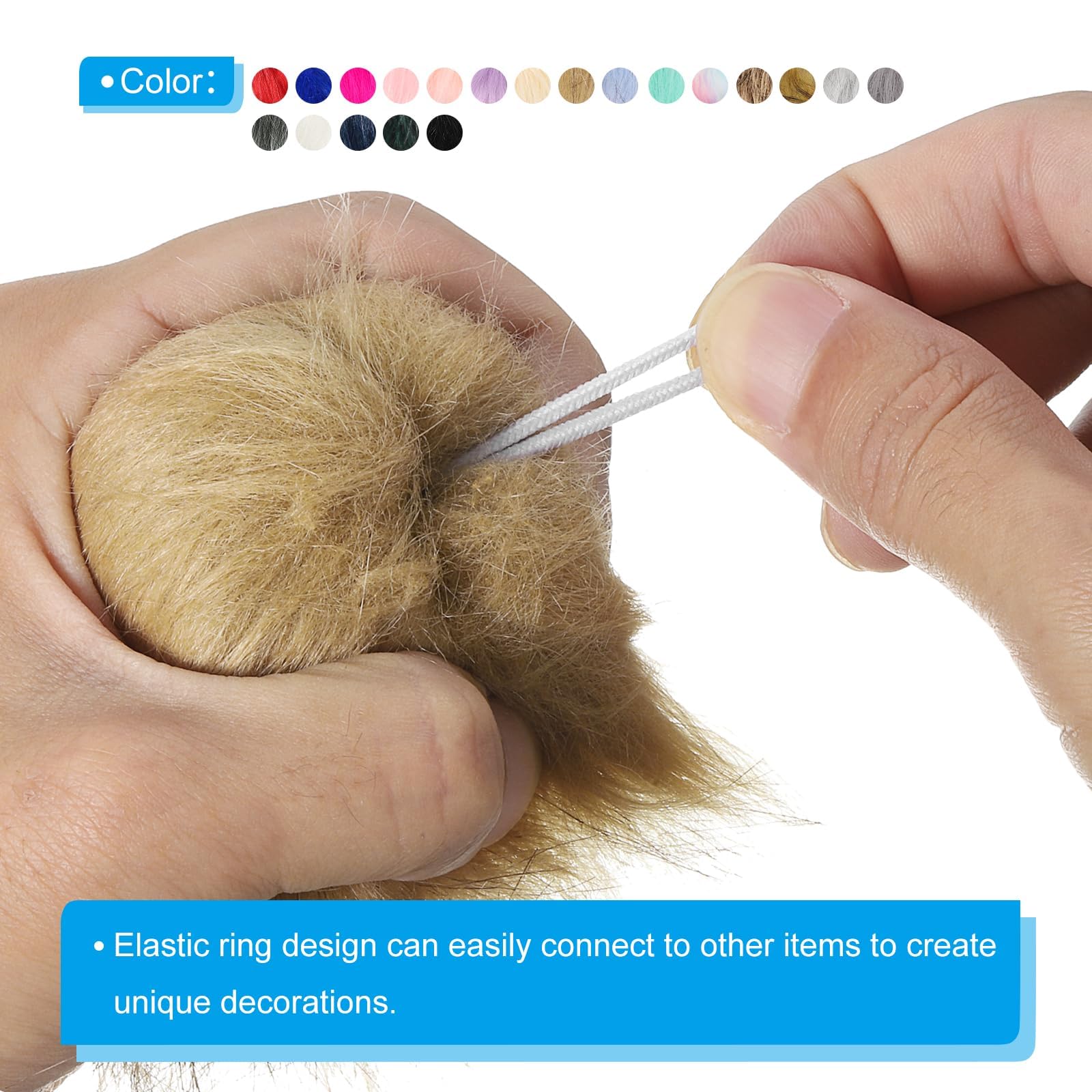 Patikil Faux Fur Pom Poms for Hats 6 Pcs Fluffy Soft Fur Balls with Elastic Loop for Keychain Knitting Hats DIY Scarves Gloves Bag Christmas - Image 3