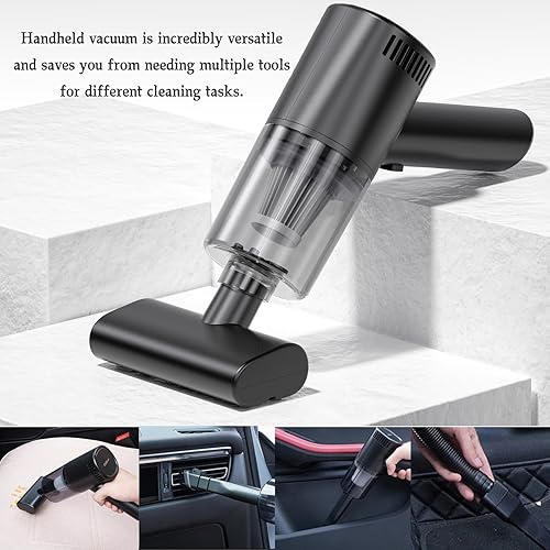 Miniatura 7 de Aspiradora de mano inalámbrica para automóvil con múltiples boquillas, 12000 Pa potente succión recargable aspiradora de mano, portátil húmedo y