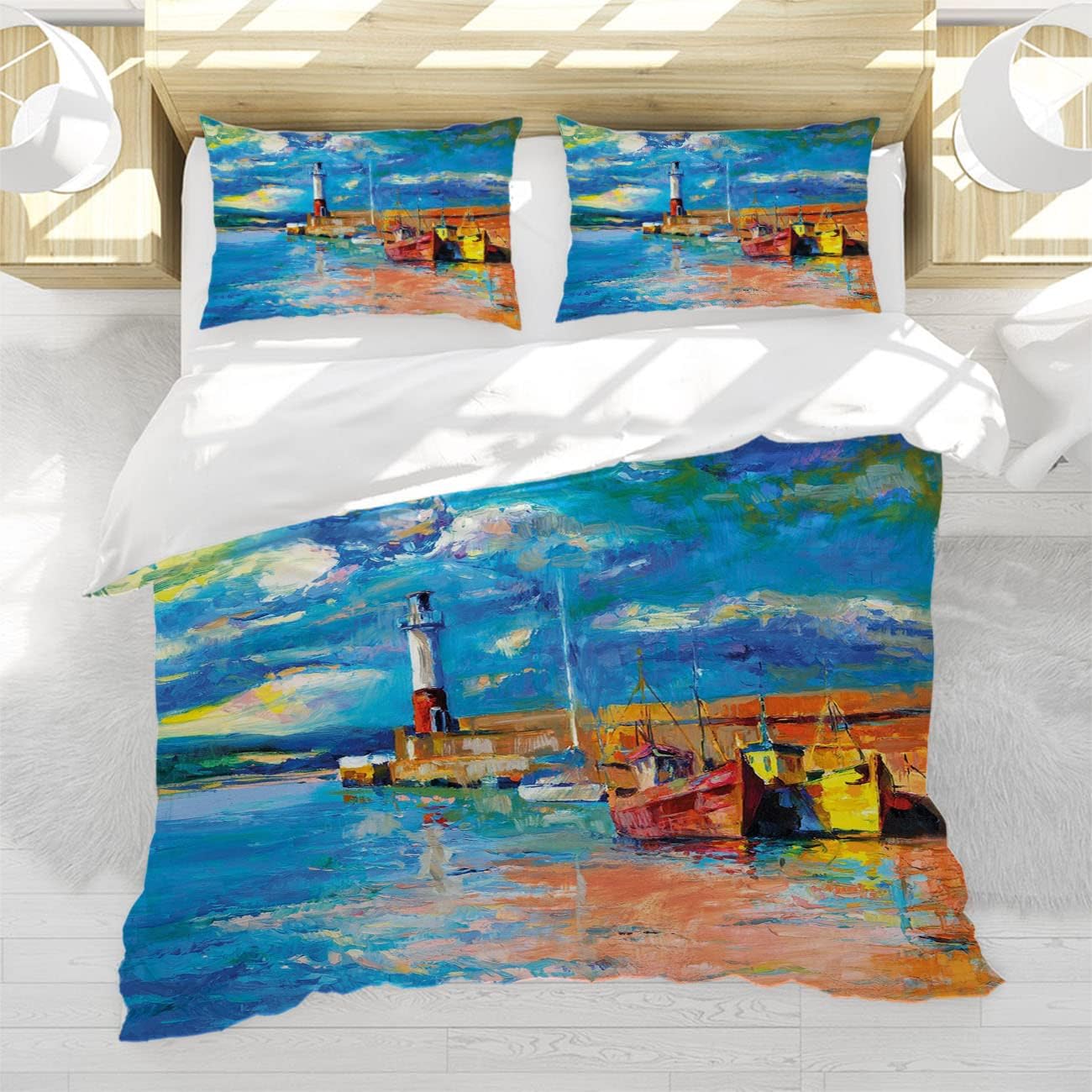 GRETIFY Lighthouse Bedding Duvet Cover Set Queen Size Art