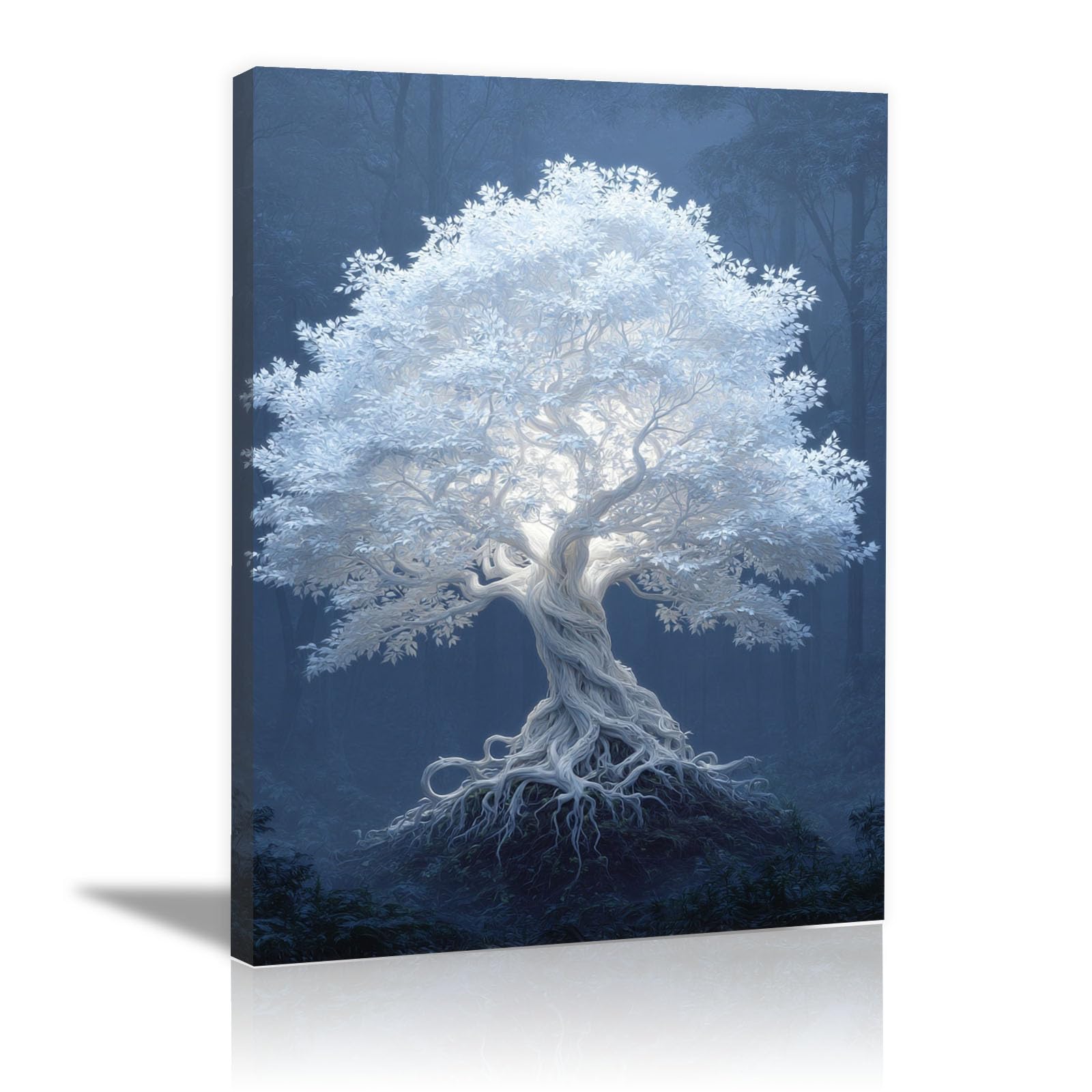 TODOAA Naturaleza Cuadro Árbol Abstracto Modernos Hermosa obra de arte del árbol Decoracion Salon Lienzo, Dormitorios Para Comedor Oficina Pasillo Cocina Y Baño（Blanco-50x70cm Enmarcado