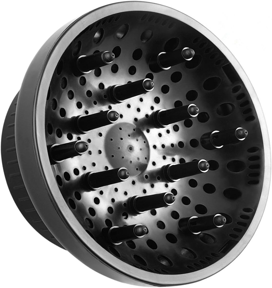 Basuwell Universal Hair Diffuser Attachment Suitable for 1.4-inch to 2.7-inch Blow Dryers Perfect for Curly or Wavy Hair (Black) (B)