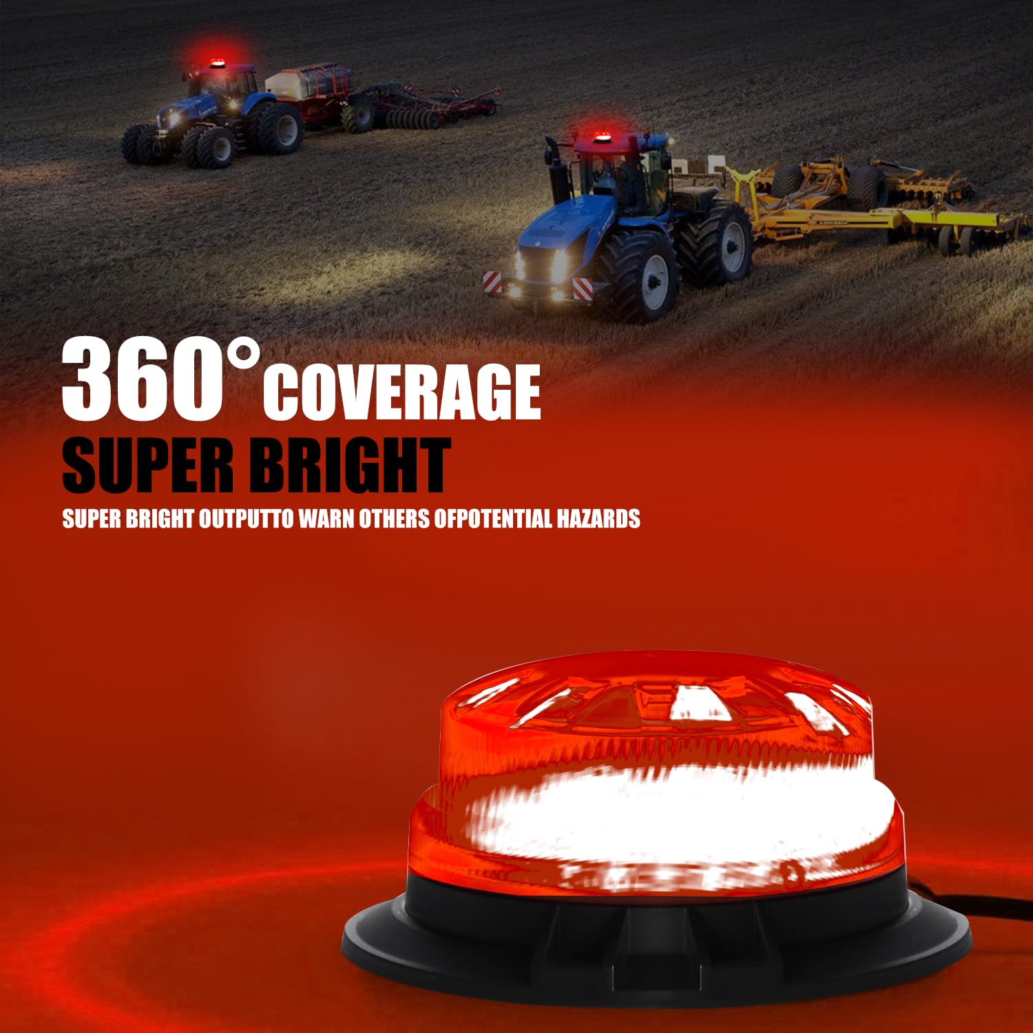24 LED rotondo auto top lampada rossa lampeggiante di emergenza faro luce 8 modelli lampeggianti super luminoso impermeabile con base magnetica avvertimento luce della polizia adatto per auto