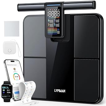 Smart Scale for Body Weight and Fat, 57 Body Composition Metrics, BMI, Muscle Mass, 8-Electrode Digital Bathroom Scale, 485lbs Capacity, with 5.25-Inch VA Color Screen & Retractable Handle