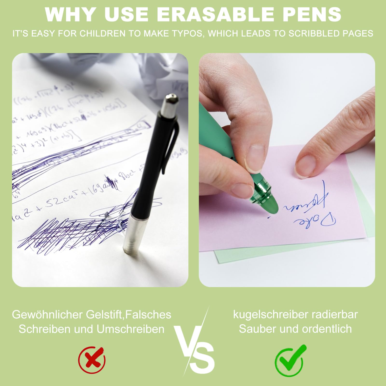 12 Stylos Effaçables Neutres Kawaii Avec Recharges - Stylos Gomme Pour Dessin, Écriture Et Étude