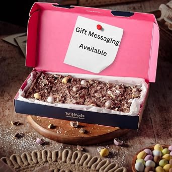 Wilfreds Mini Egg Chocolate Brownies – 12 Pack Easter Letterbox Gift for Family & Friends – Dark Chocolate with Mini Eggs – Vegetarian Chocolate Gift by Post UK (Happy Birthday)