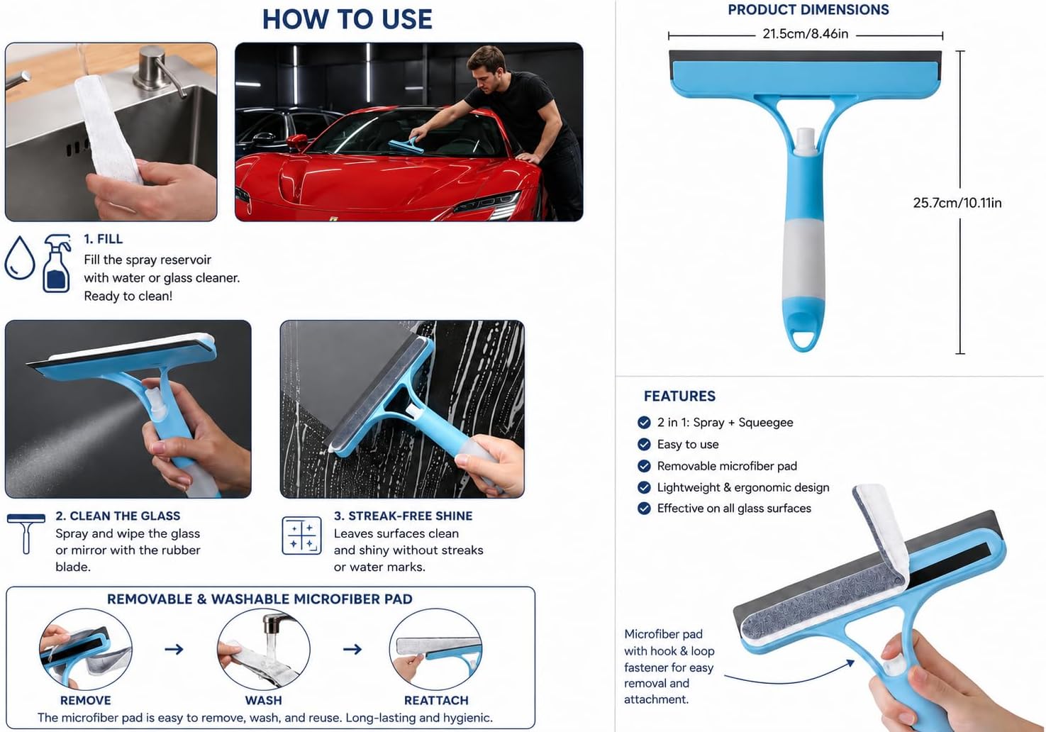 5 Must-Have Items for Every Car: Car Accessories Set Emergency Glass Breaker, Screw Tire Repair, Window Cleaner, Jack Rod, and Mirror Rain Guard Brow. Marteau brise vitre