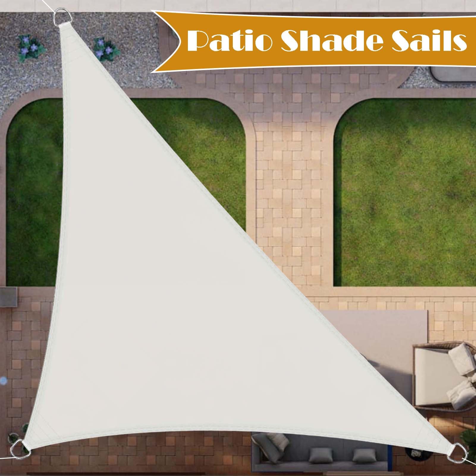 Tenda parasole triangolare impermeabile, 5 x 5 x 7 m, beige, resistente ai raggi UV, per patio, cortile, portico, pergola, protezione solare esterna e soluzione ombreggiante