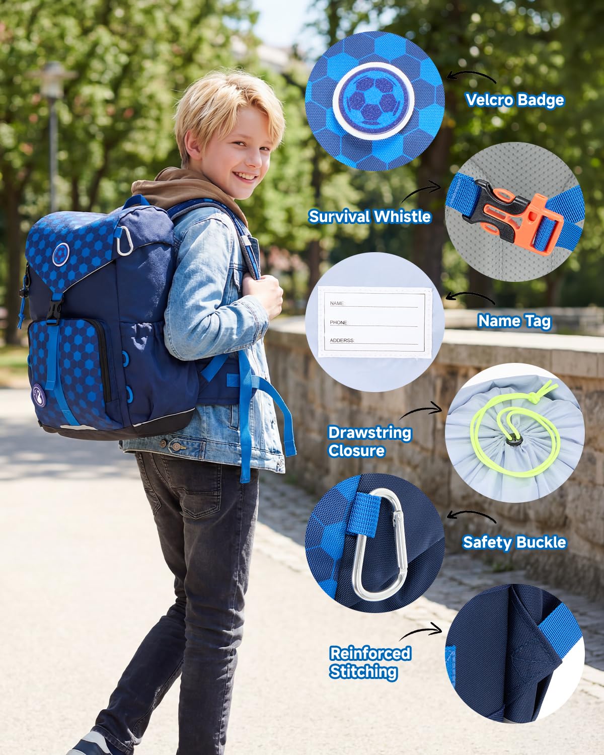 Amythe Zaino Ergonomico Ragazzo dalla 1a Elementare Scuola Outdoor | Zaino Ergonomico Bambini 6-12 Anni Cintura Copertura Supporto Lombare