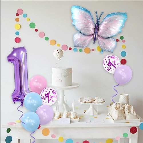 Miniatura 3 de Decoraciones de cumpleaños de mariposa, 23 piezas de globos de mariposa moradas, decoraciones de mariposa para fiesta de cumpleaños, baby shower