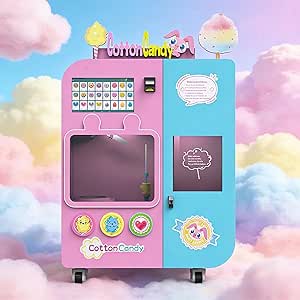 Transit Hub Cotton Candy Vending Machine Fully Automatic Self-Service Fluffy Dessert Maker for Airports, Train Stations, and Bus Terminals