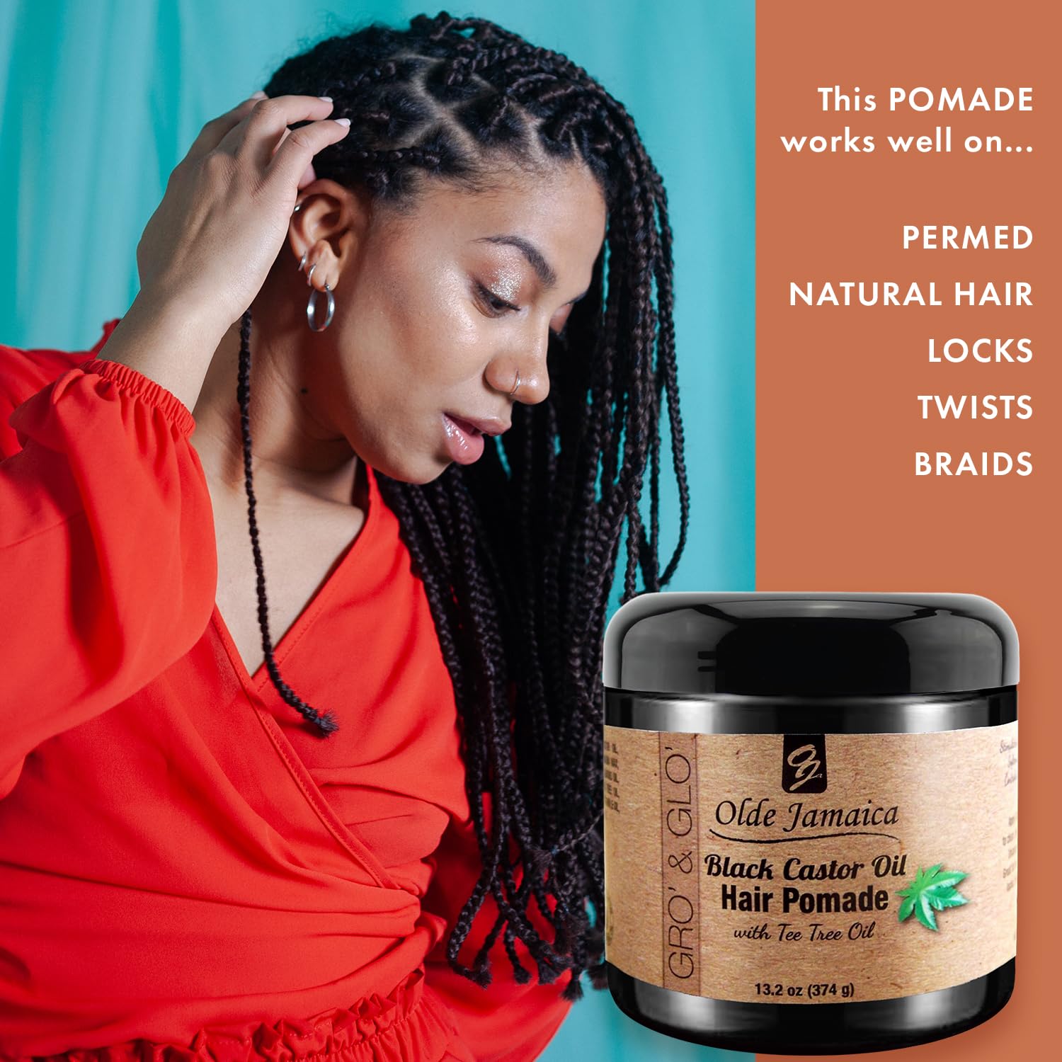 Jamaican Black Castor Oil Pomade - 13.2 Oz by Olde Jamaica | Plant-Based Black Jamaican Castor Oil Moisturizing Hair Styling Pomade | Coconut & Rosemary