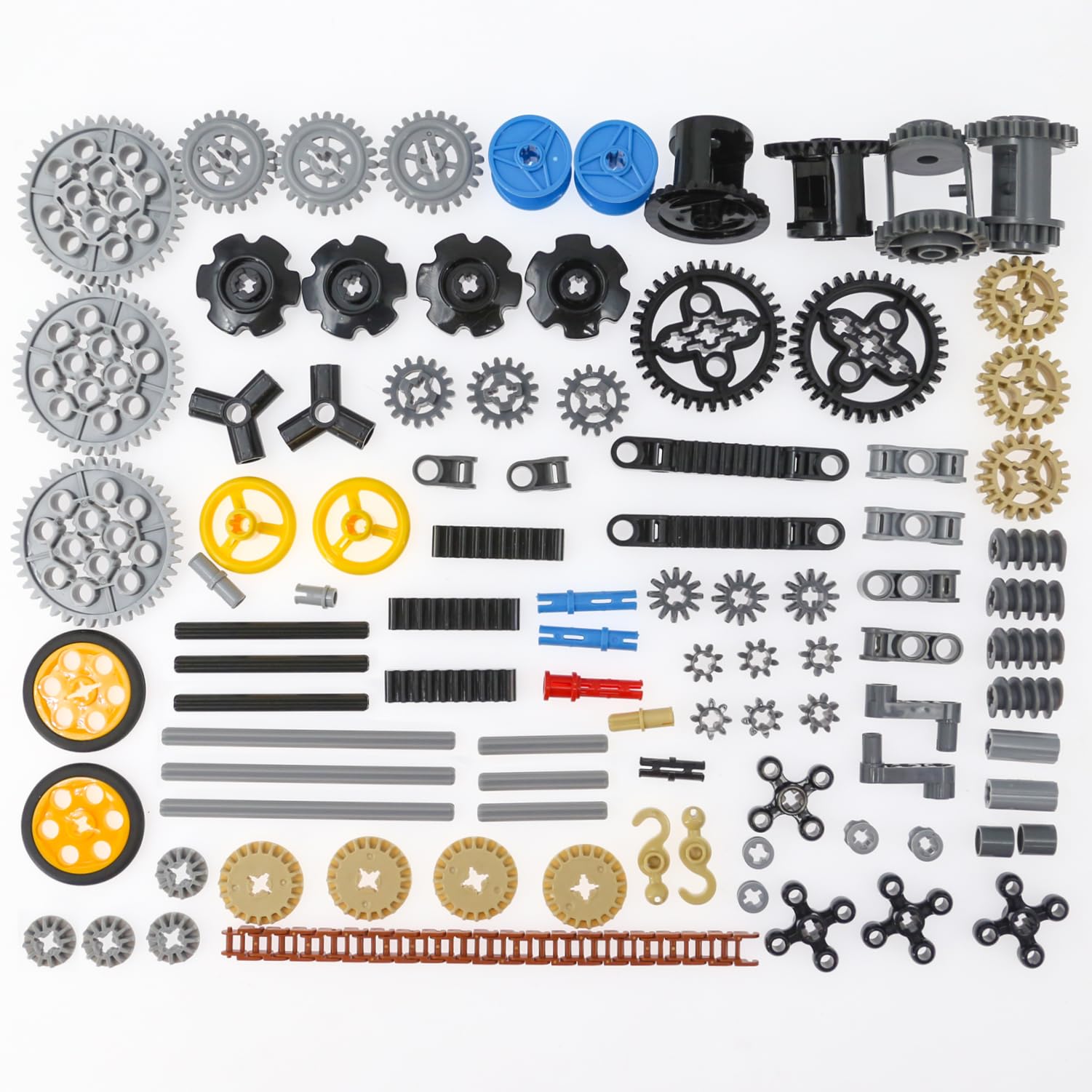 116pcs Technic-Parts Gear-Shaft Pin-Connector Compatible with Mainstream Building Block Brands Technic-Parts Wheel Links Chains Rack and Pinion Differentials MOC Building Blocks.