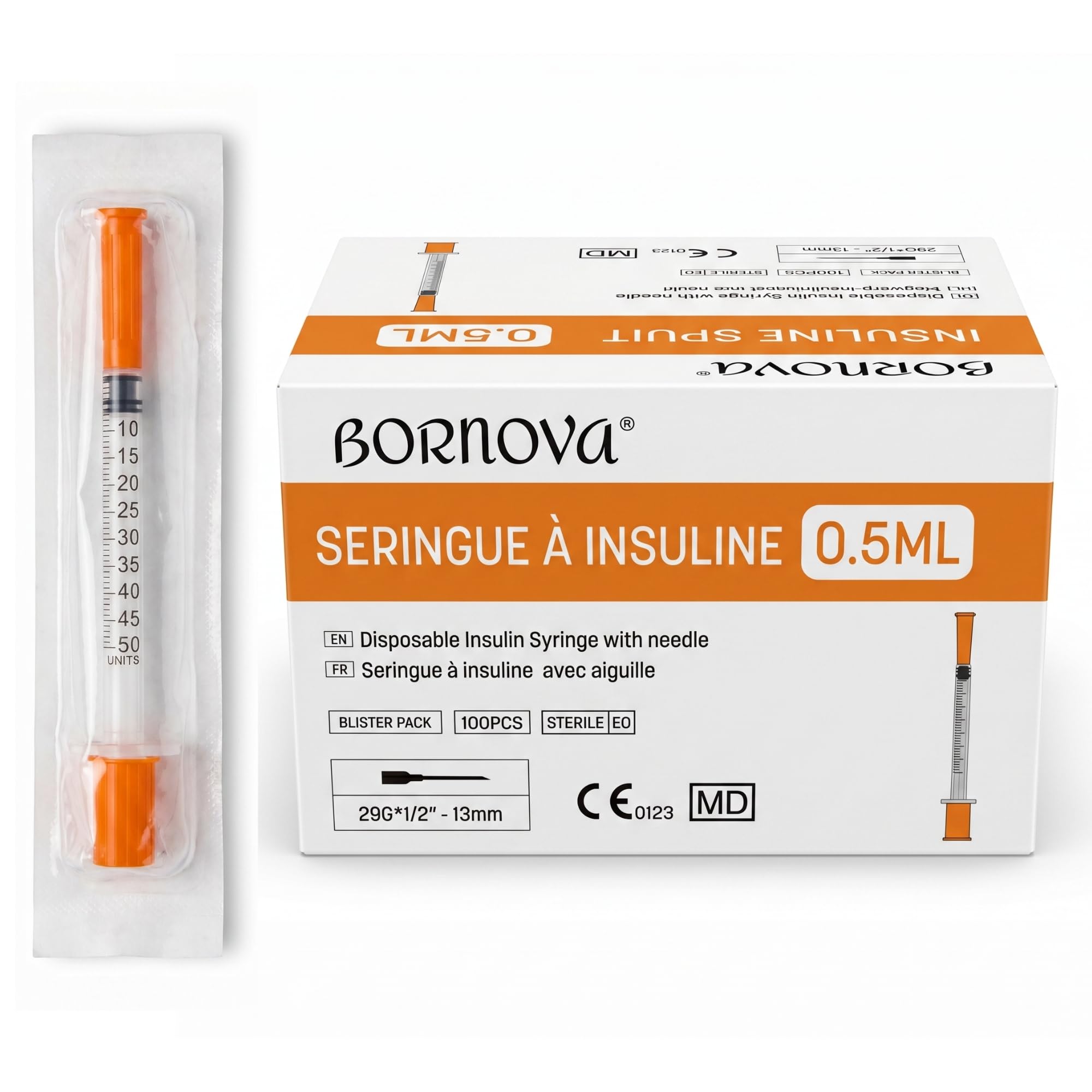Bornova – 3200 PCS – Kit de medición de precisión 0,5 ml (13 mm x 29G) – Herramienta de distribución graduada con tapa protectora – para laboratorio, ocio creativo y aplicaciones técnicas