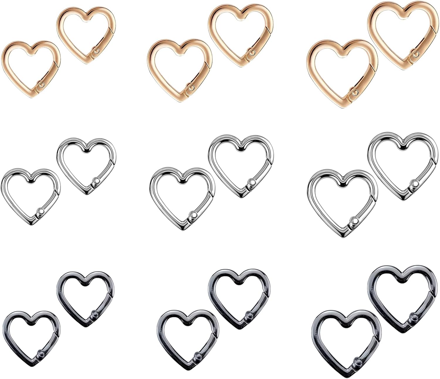 18Pcs Heart Carabiner Cute Keychain Clip Key Ring Clip for Backpack Bag Purse DlY Accessories,Spring Snap Hooks for Water Bottle Dog Leash