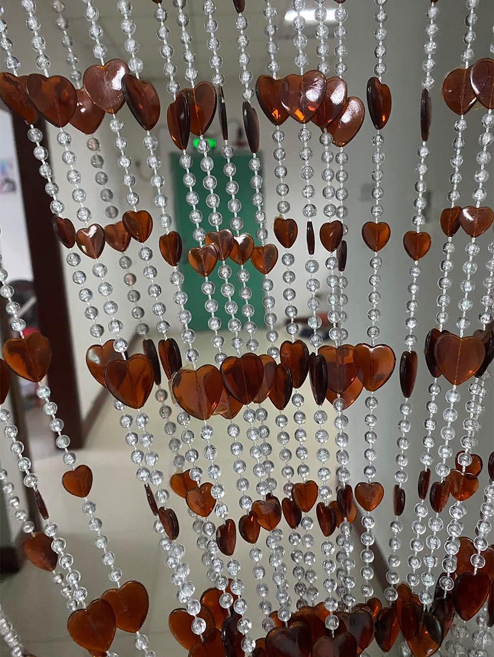 ZiDeTang Acrylic Beaded Heart Door Curtain Home Décor Tassel Room Divider Curtain Color Brown Pack of 2