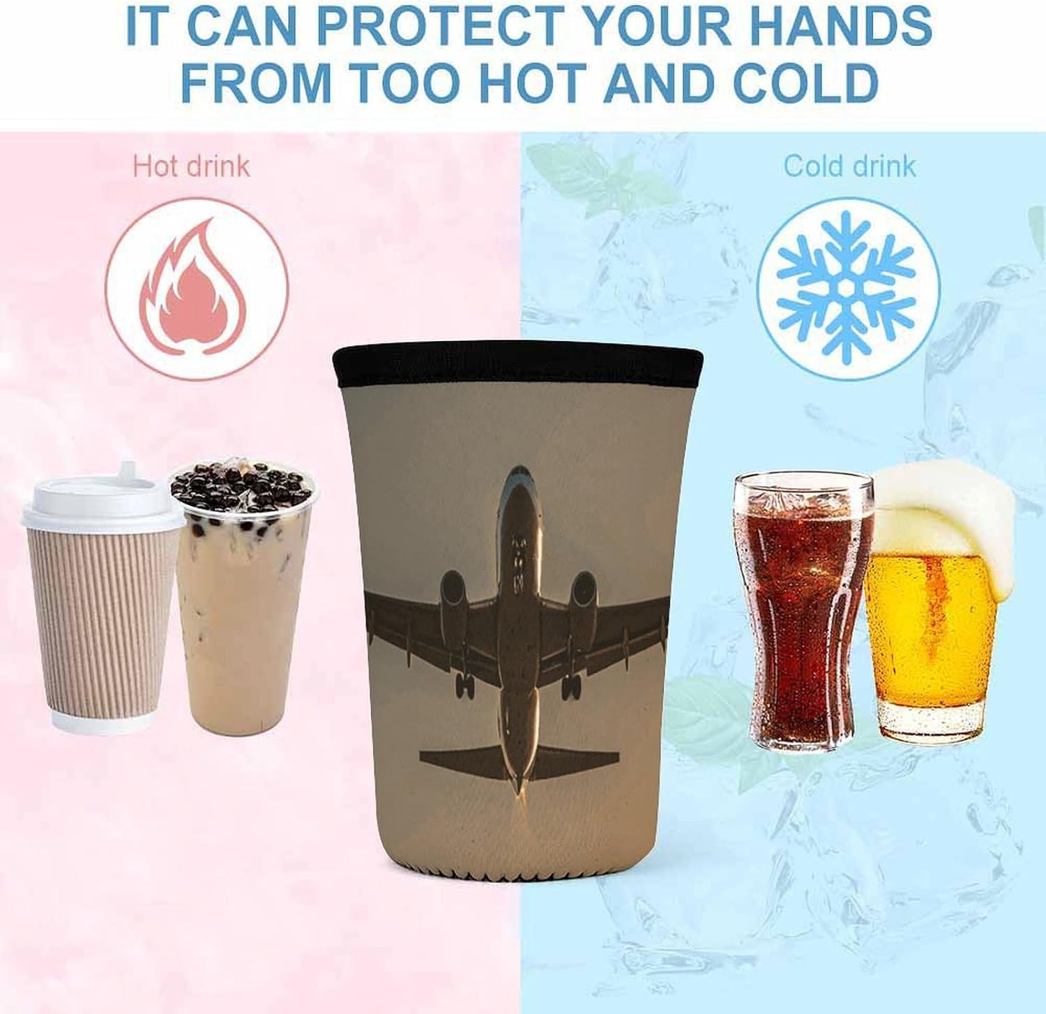 3 Pack Neoprene Cup Sleeves, Stretchy Reusable Drink Cup Cover Universal