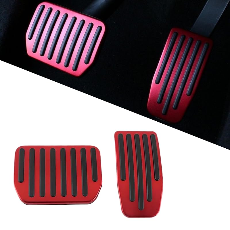 Kit de capas para pedais de acelerador e freio em alumínio Gilovc para Model 3 e Model Y, vermelho, 2 peças