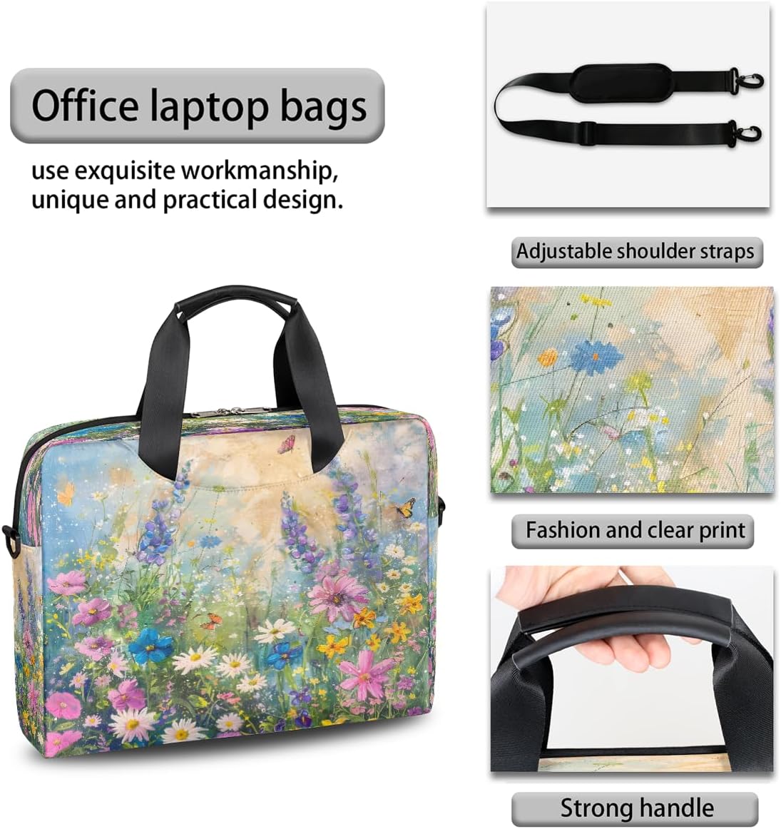 Laptop Shoulder Bag, Computer Laptop Bag Waterproof Laptop Sleeve Case -B34