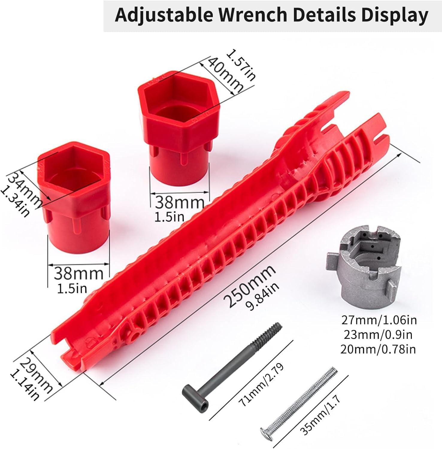 Zestaw kluczy umywalkowych 20 w 1, klucz do zlewu i kranu, klucz nastawny, szeroka szczęka, krótki chwyt, 6-75 mm, uniwersalne narzędzia hydrauliczne do instalacji do łazienki / kuchni i