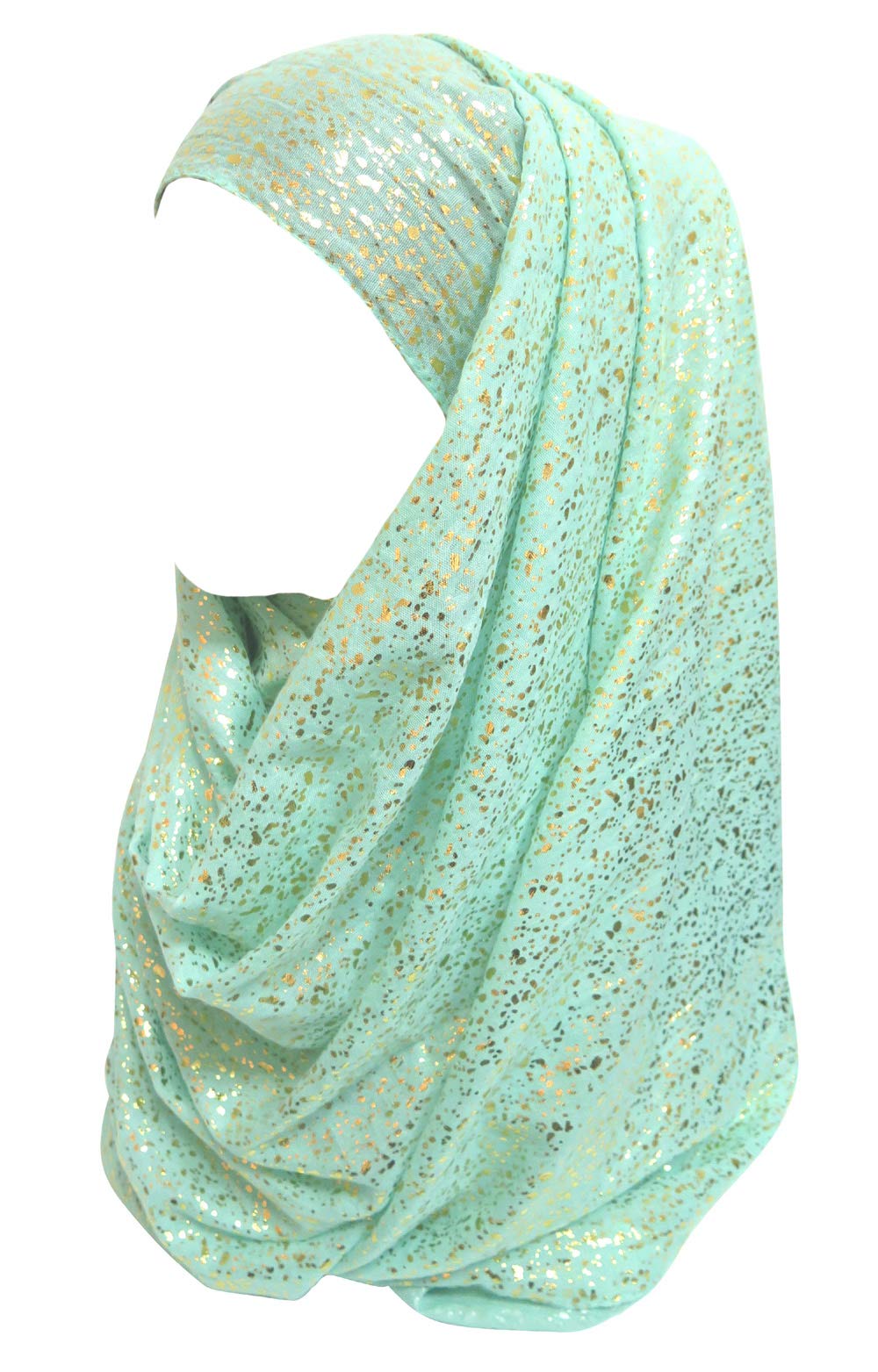 Lina & Lily Sparkle Gold Glitter Foil Hijab Head Scarf for Women (Aqua)
