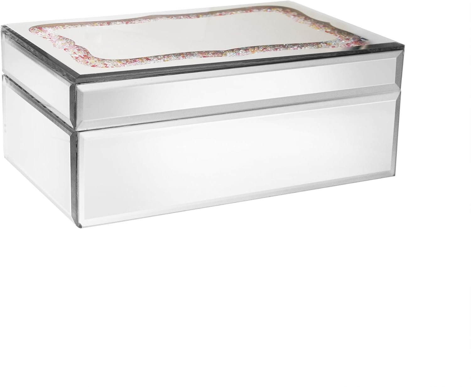 American Atelier Rectangle Mirror Jewelry Box-Silver