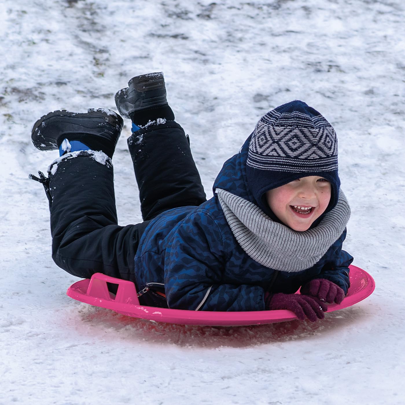 JAMARA - Snow Play Rutschteller 60cm-Haltegriffe an beiden Seiten, langlebiger, robuster Kunststoffkörper, Leichtgewicht mit Nur 555 g