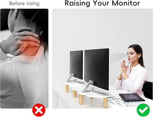 Miniatura 4 de Soporte elevador de doble monitor, soporte de computadora de escritorio Rainbow Cloud para 2 monitores, longitud y ángulo ajustables, soporte