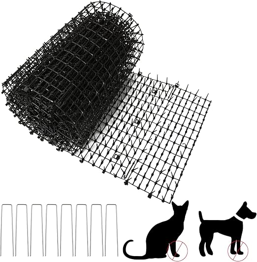 AKOLAFE Cat Scat Mat with 8 Metal Pegs Outdoor 400x30CM Anti Cat Spikes