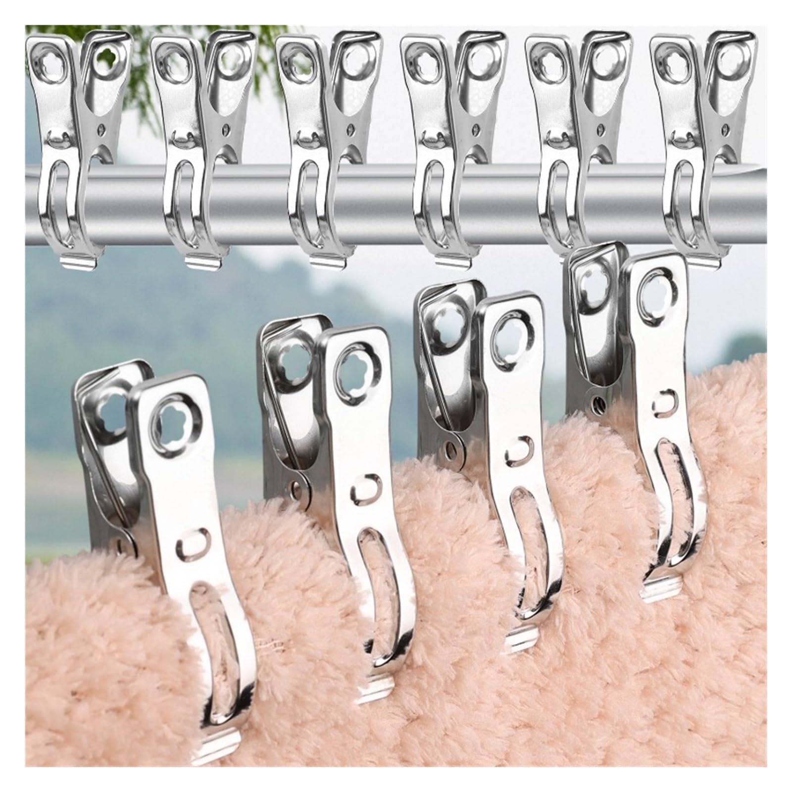 Metall-Wäscheklammern, 100 Stück, Edelstahl, zum Trocknen von Kleidung, Socken, Wäscheklammern, zum Aufhängen, Snackbeutel, Versiegelung, Aufbewahrungsklemme für Wäscheleine, Befestigung, Handtuch
