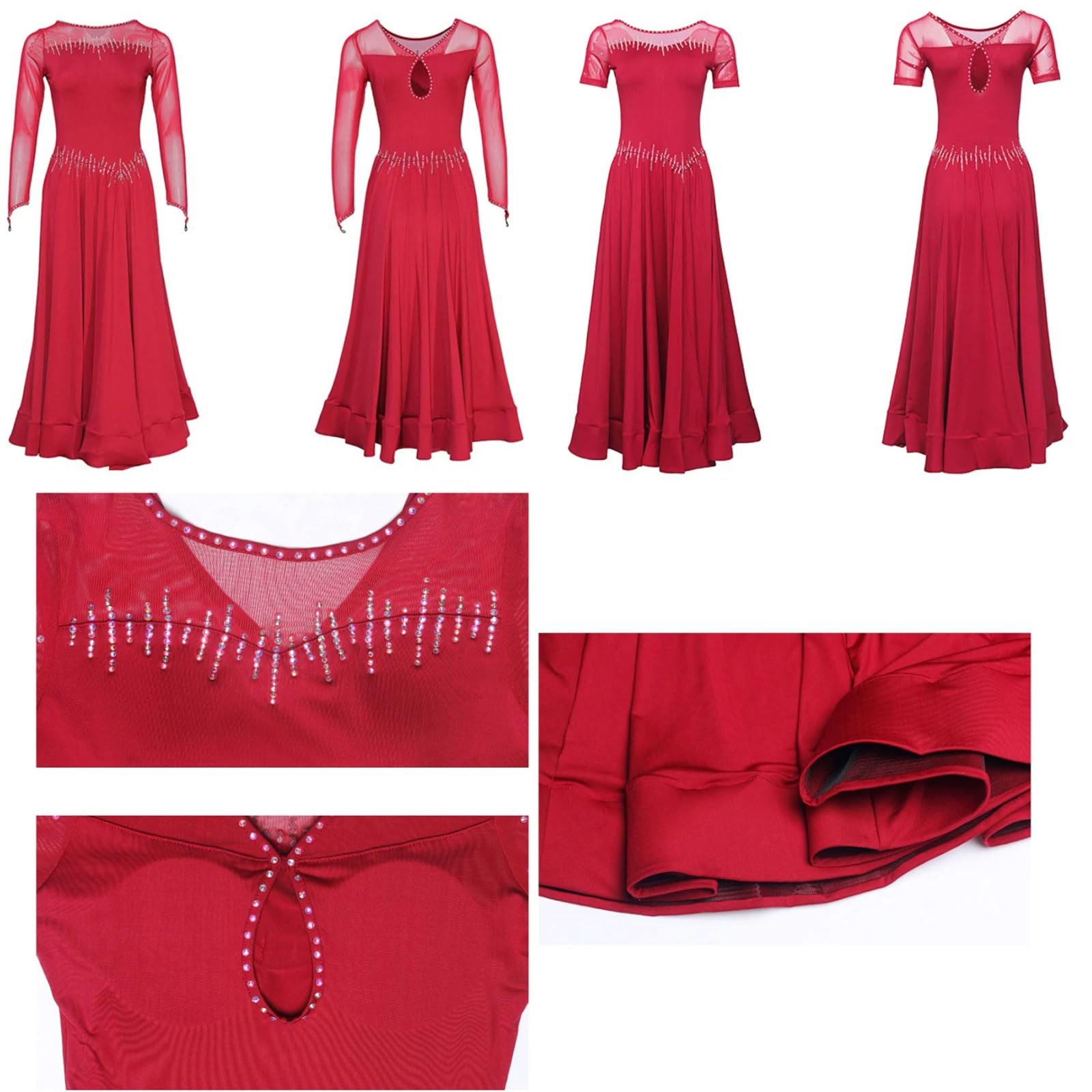 Abbigliamento Flamenco Salsa Costumi Balli da Sala Gonna Foxtrot da Donna