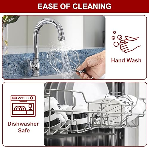 Miniatura 6 de Batidor plano de acero inoxidable y batidor de alambre, accesorio para Kitchen Aid Mezclador elevador de tazón de 4.5 a 5 cuartos de galón, apto