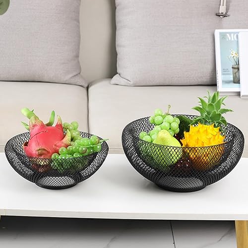 Miniatura 4 de GWEOBZ Cesta de frutas de metal para mostrador de frutas de malla, cuenco de frutas para cocina, centro de mesa decorativo, soporte redondo para