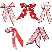5 Pcs Purse Scarf for Handbag, Valentines Day Head Scarf Hair Neck Scarves for Women Girls, Bag Satin Scarf, for Valentine Hair Accessories