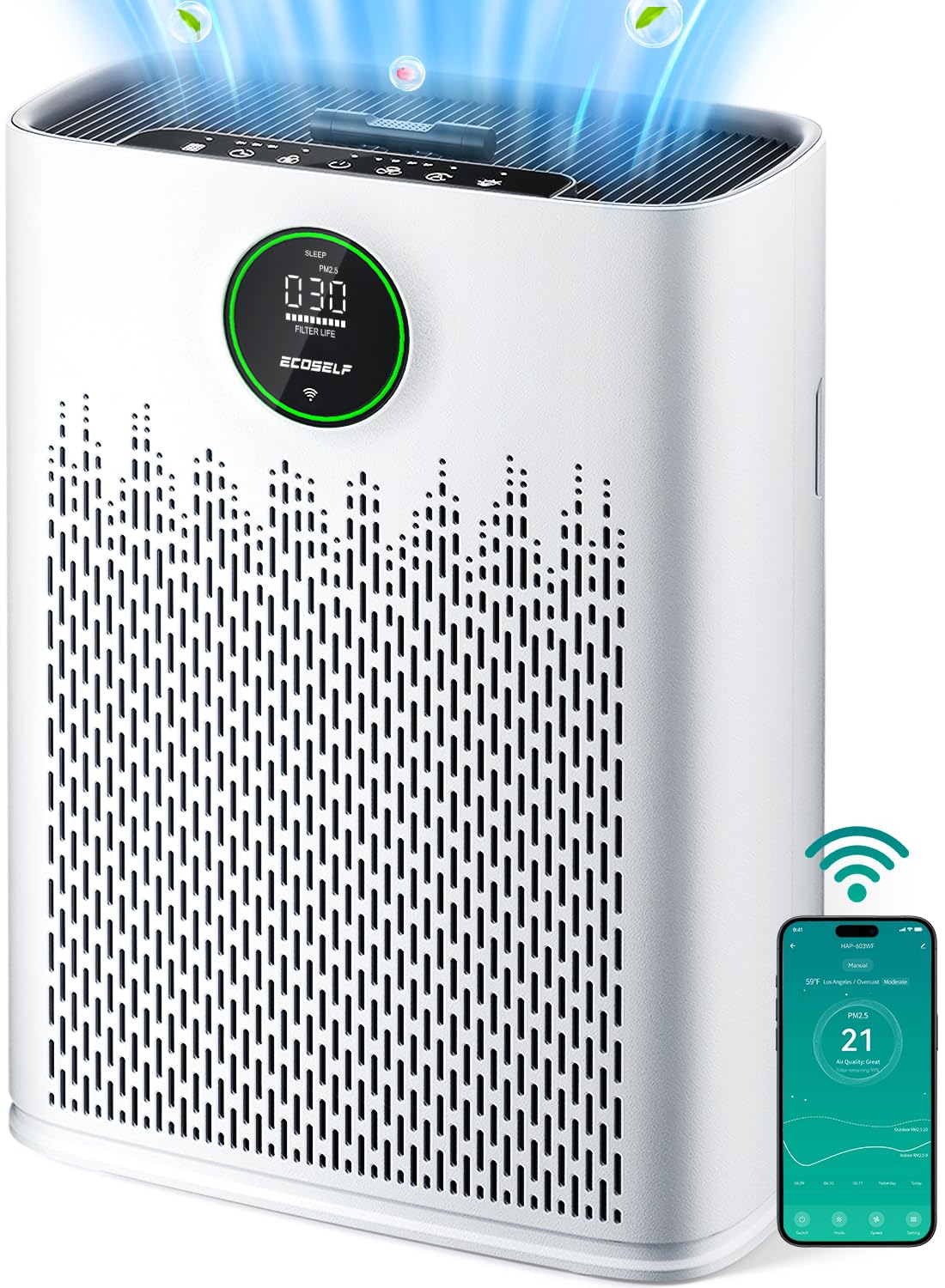 ECOSELF Smart Air Purifier for Large Rooms with WiFi