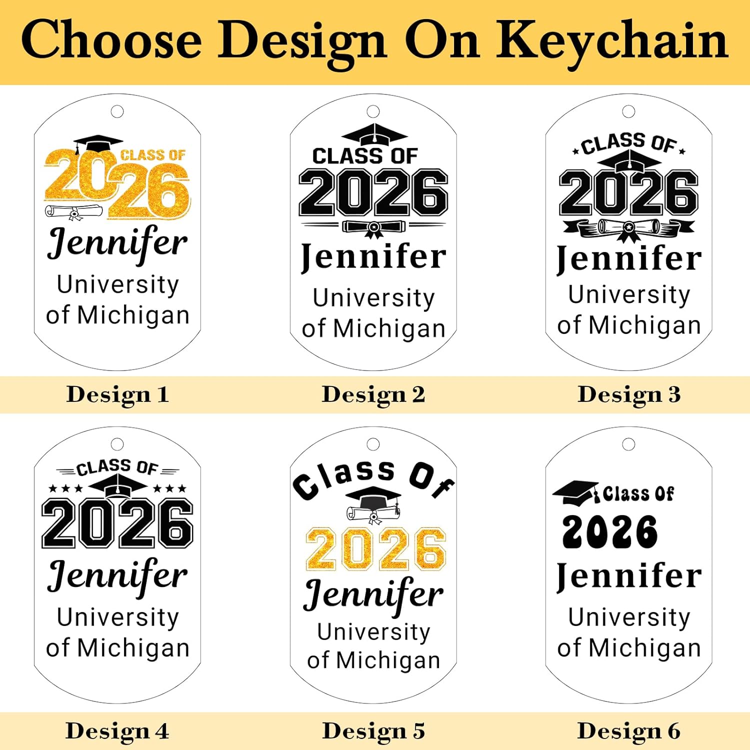 Custom Graduation Keychain with Name, 2026 Graduation Gifts for Her Him, Class of 2026 Gifts for Women Men, Personalized Graduate Key Chain Bulk, High School Middle College Master Degree Phd Grad Gift - Image 3