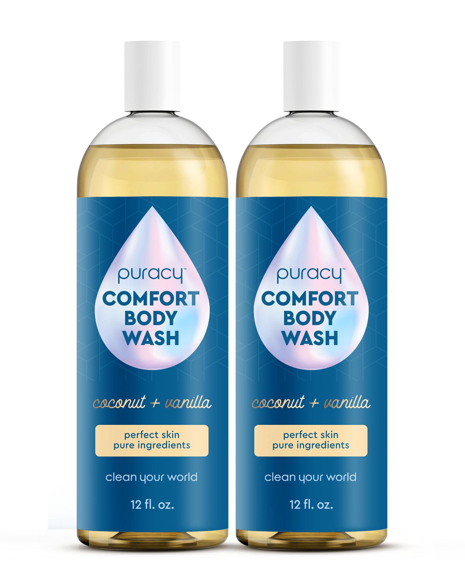 Puracy Natural Body Wash - 2pk 12 fl oz / 355 ml - Body Wash Sensitive Skin - 98.6% Pure Plant Ingredients - Body Wash Women, Men & Kids -