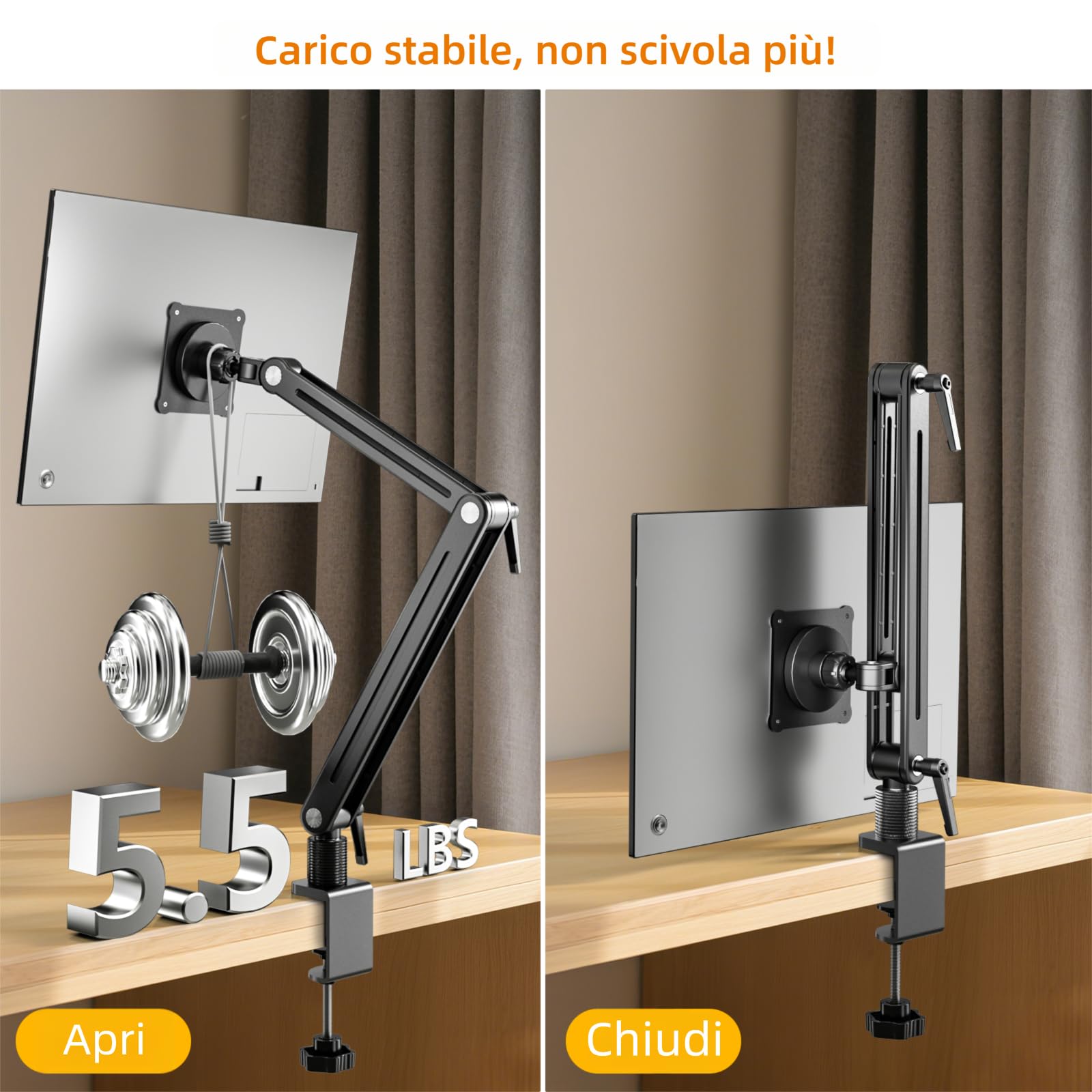 Supporto Tablet Scrivania Magnetico, Braccio Tablet Alluminio con VESA 75x75 Regolabile Anti-Oscillazione, Stand per Monitor Portatile Compatibile con iPad Pro 12.9, 11, Schermi da 4.7" a 18.5"