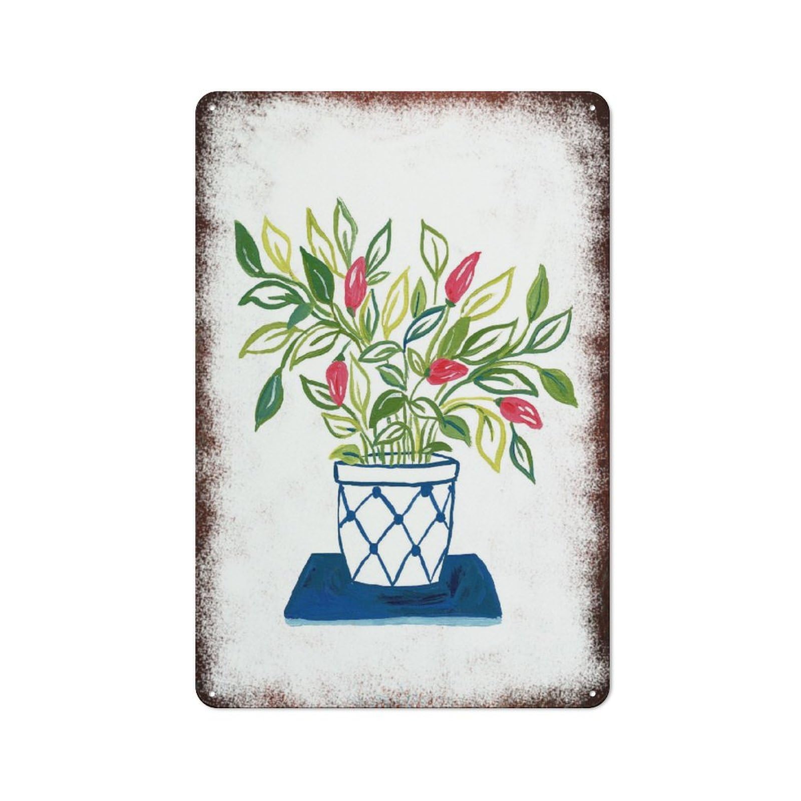 peiyeety Metal Tin Sign Mistletoe Watercolor Pattern Vintage Rustic Wall Art Kitchen Bathroom Bedroom Living Room Cafe Farmhouse Entryway Office Garage Home Bar Laundry Room Porch Patio 6x8 Inch