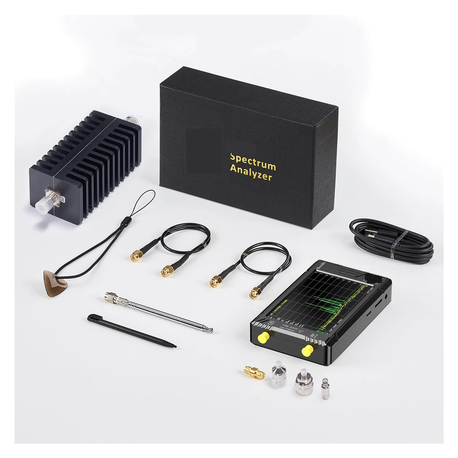 Analizador de espectro, Analizador de Espectro Ultra con Atenuador de 25W Pantalla TFT de 4" 100kHz a 5.3GHz con Tarjeta de 32GB Versión V0.4.5.1,Medición de precisión