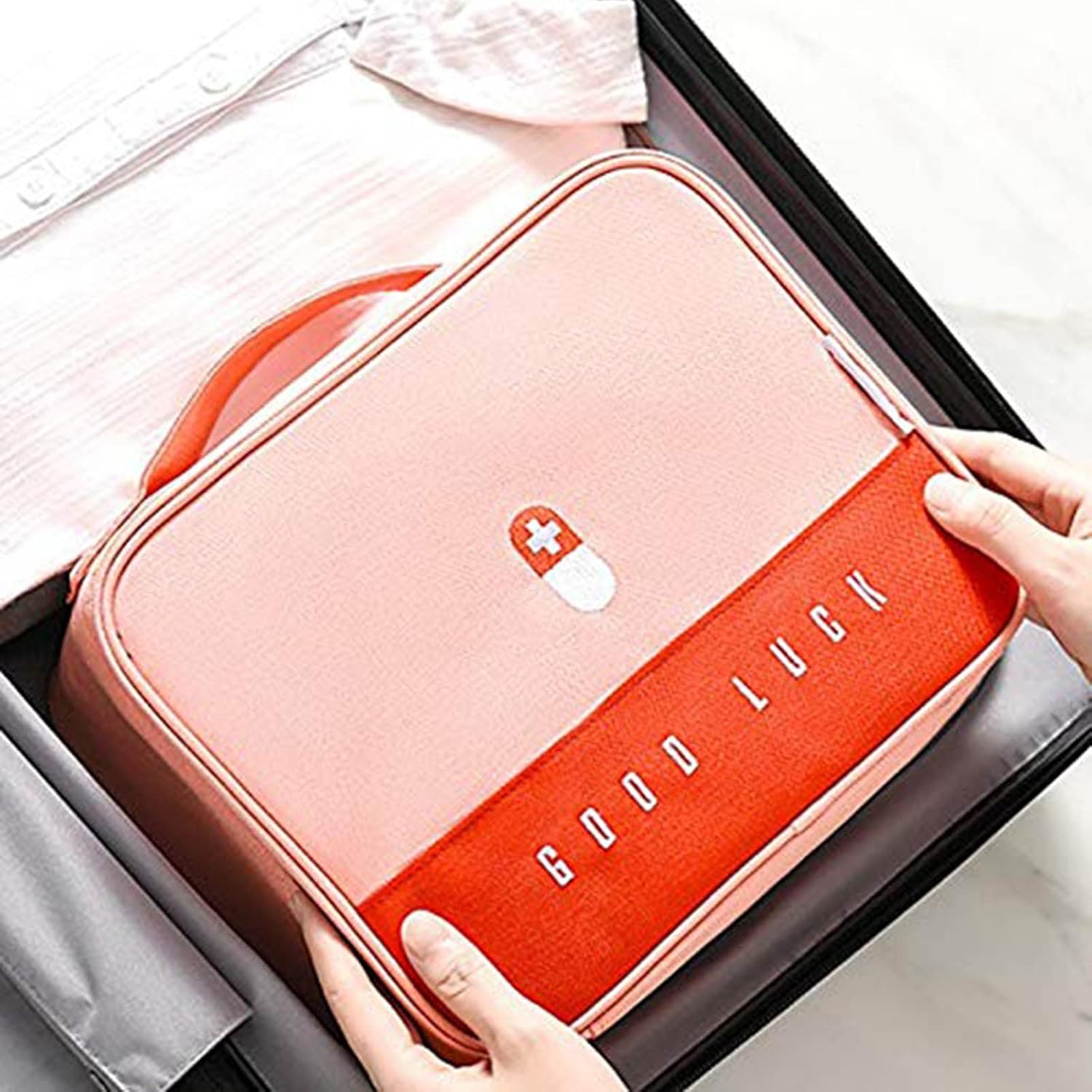 Safety First Aid Empty Haversack Bag, Compact Kit, Professional Medical Supplies Kits with Inner Dividers for Home Health Nurse(Pink)