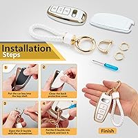 Vista 7 de Funda para Llavero de Audi con Accesorios de Llavero de Cuerda Trenzada de Metal, Estuche Suave Mejorado para Llave A3 A6-A8 E-Tron S3 RS6-7 SQ7-8