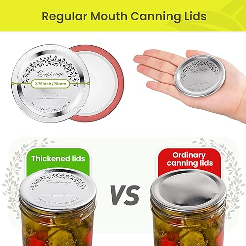 Miniatura 2 de 24 tapas para conservas de boca regular para tarros Ball, Kerr  Tapas de tarros de metal grueso tipo dividido para conservas, material de grado