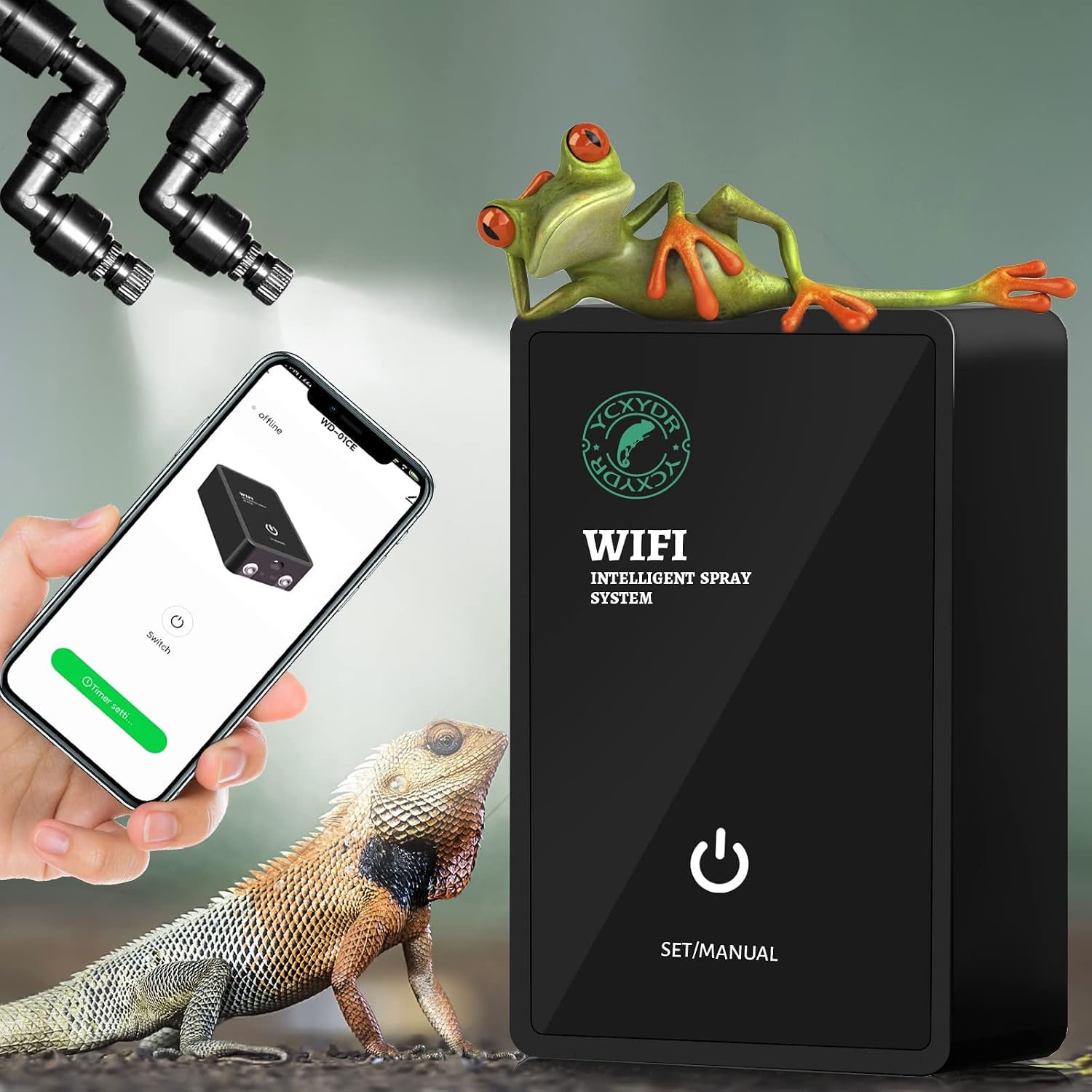 Reptile Humidifiers, WiFi Reptile Misting System APP Control, Quiet Reptile Mister Automatic Misting System, Terrariums Mister with…