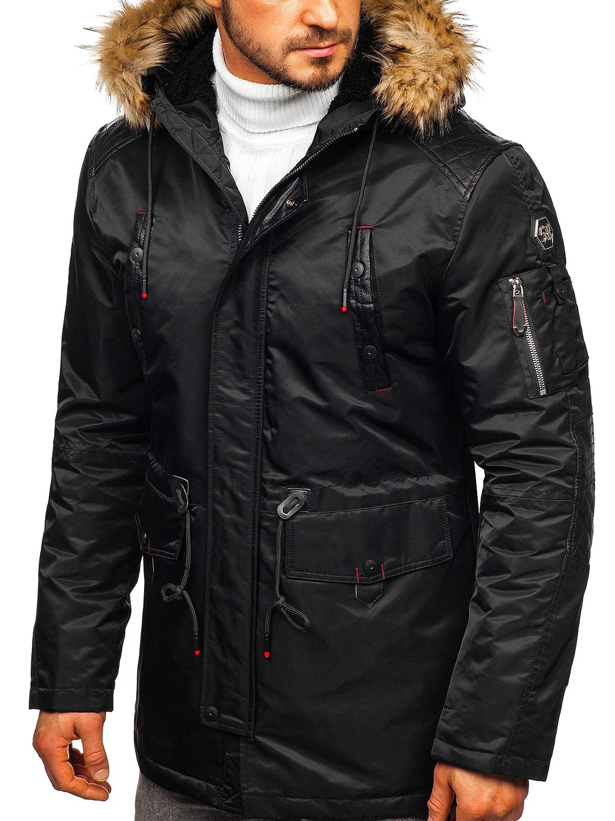 BOLF Hombre Chaqueta Parka De Invierno Cierre de Cremallera y Botones Ropa de Abrigo Jacket Cazadora Jacket Plumas Ocio Deporte Fitness Estilo Deportivo Mix 4D4