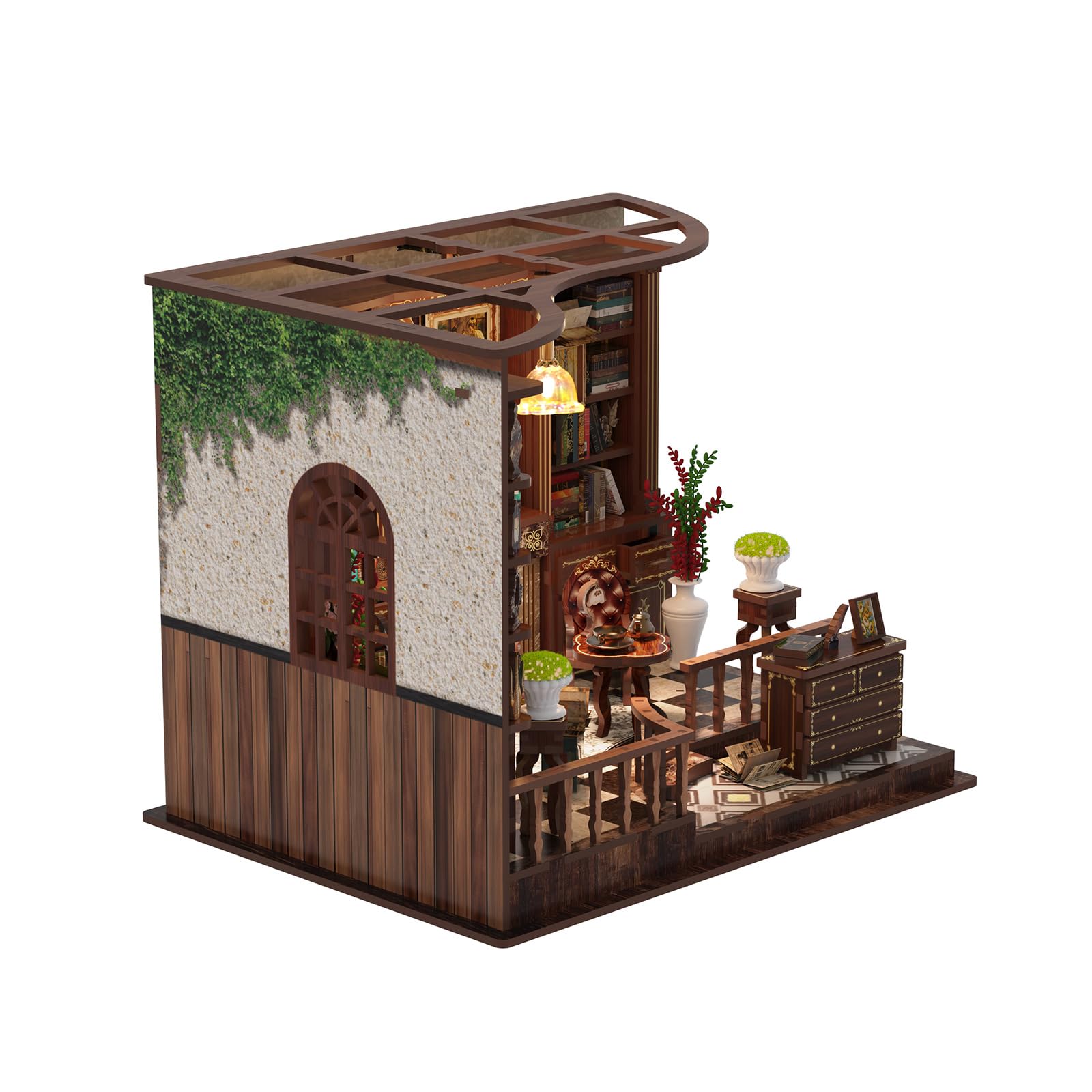 Kit di angoli per libri per adulti, in legno 3D, in miniatura, fai da te, per casa, decorazione per libri, libreria, diorama, regalo di compleanno